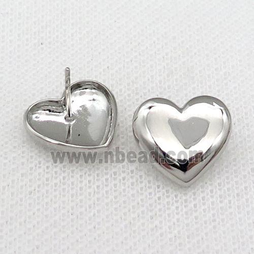 copper heart Stud Earring platinum plated