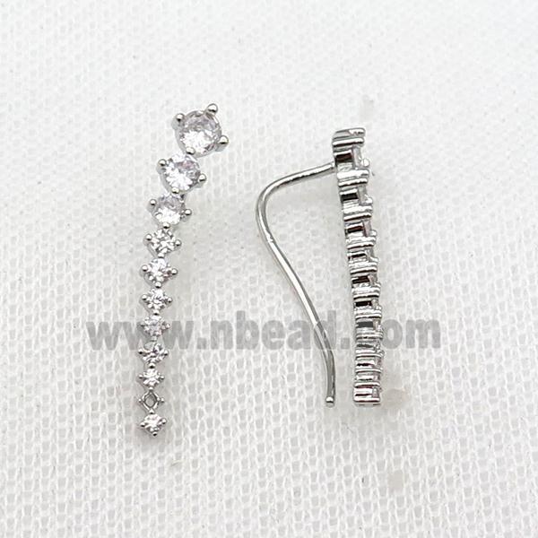 copper Hook Earring pave zircon platinum plated