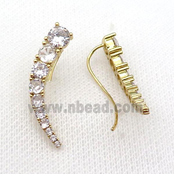 copper Hook Earring pave zircon gold plated