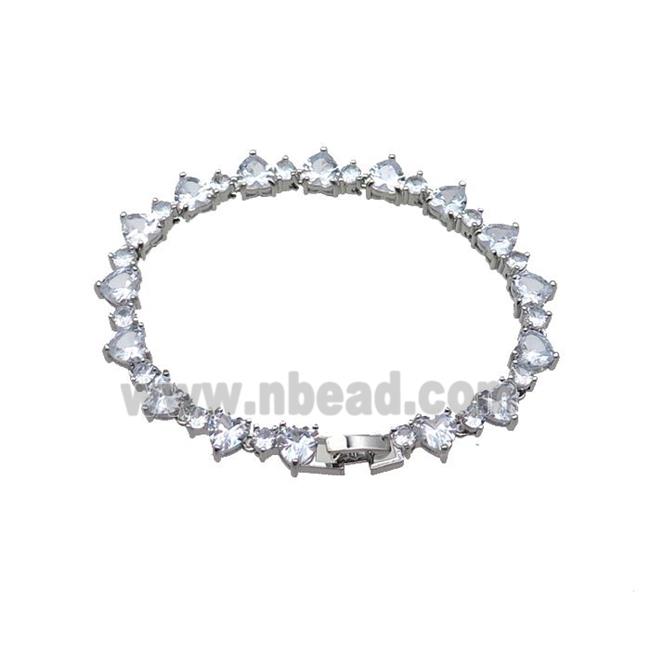 copper Bracelet pave zircon, platinum plated