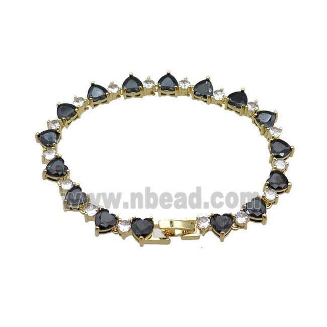 copper Bracelet pave zircon, gold plated