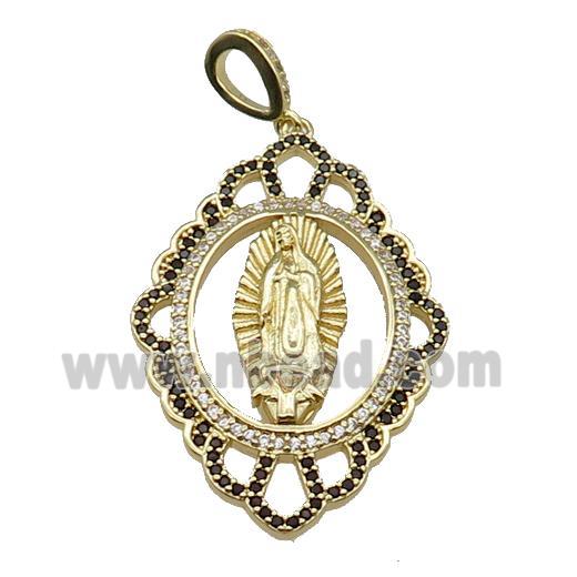 copper Jesus pendant pave zircon religious gold plated