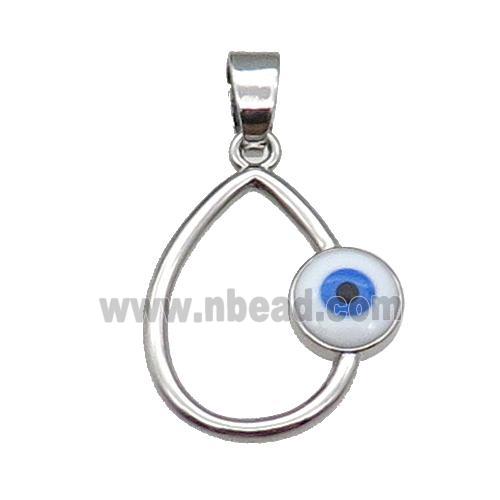 copper teardrop pendant enamel Evil Eye platinum plated