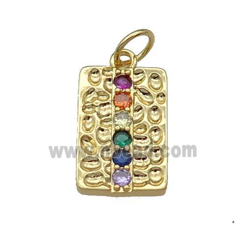 copper Rectangle pendant pave zircon gold plated