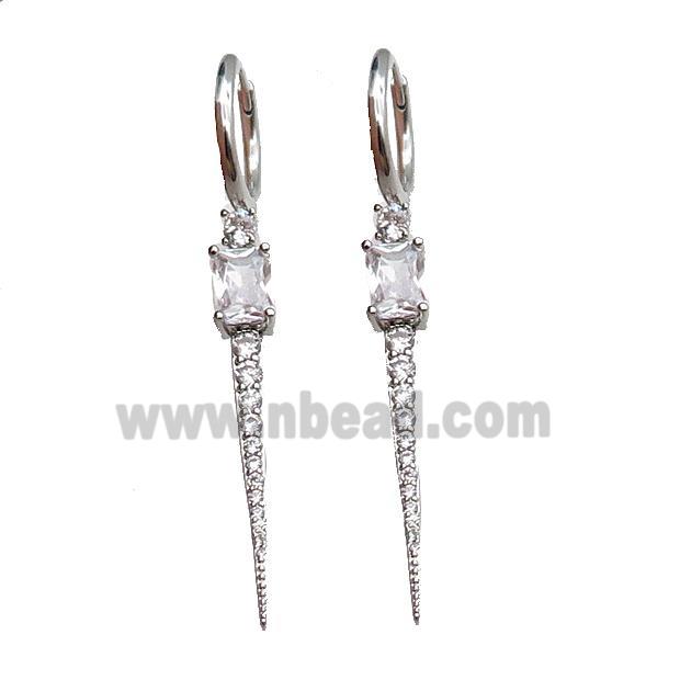 copper Hoop Earring pave zircon platinum plated