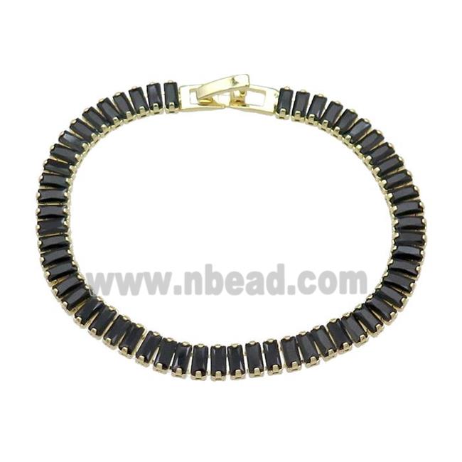 Copper Bracelet Pave Black Zircon Gold Plated