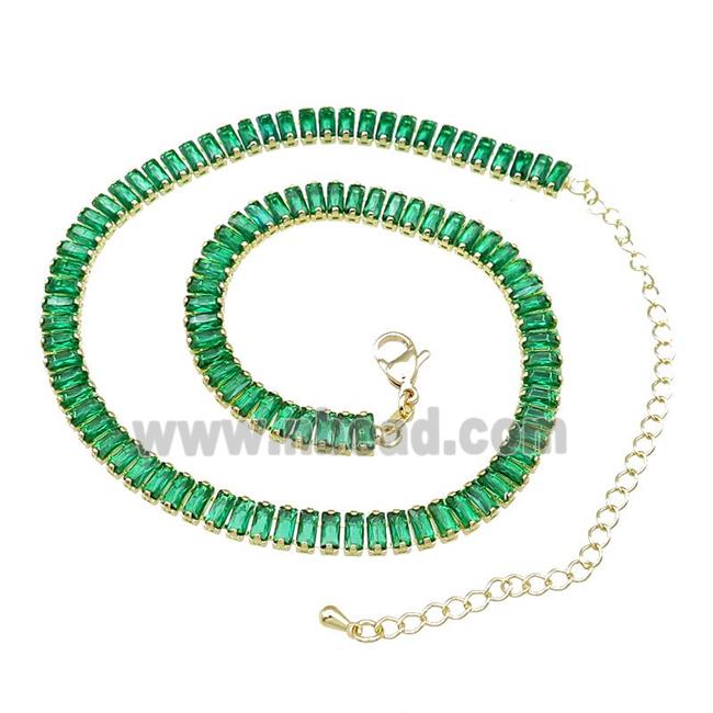 Copper Necklace Pave Green Zircon Gold Plated