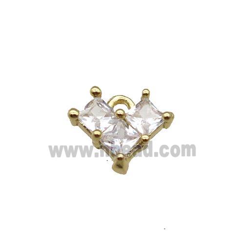 Copper Heart Pendant Pave Zircon Gold Plated