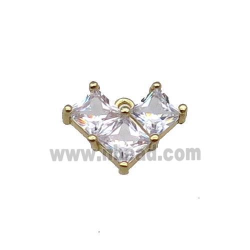 Copper Heart Pendant Pave Zircon Gold Plated