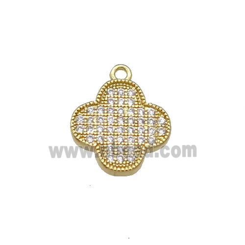 Copper Clover Pendant Pave Zircon Gold Plated