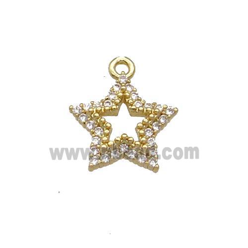 Copper Star Pendant Pave Zircon Gold Plated