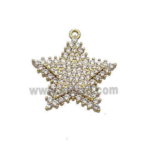 Copper Star Pendant Pave Zircon Gold Plated