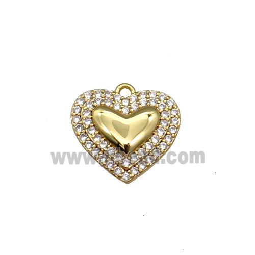 Copper Heart Pendant Pave Zircon Gold Plated