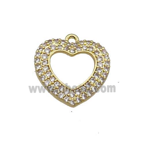 Copper Heart Pendant Pave Zircon Gold Plated