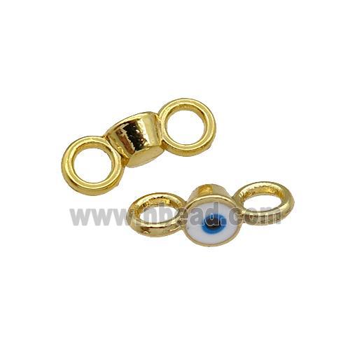 Copper Connector Evil Eye White Enamel Gold Plated