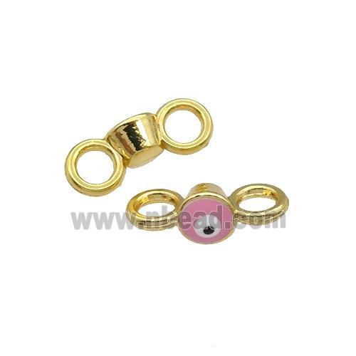 Copper Connector Evil Eye Pink Enamel Gold Plated