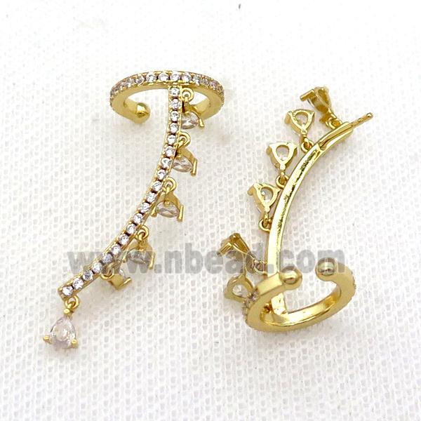 Copper Clip Earring Pave Zircon Gold Plated