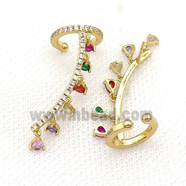 Copper Clip Earring Pave Multicolor Zircon Gold Plated