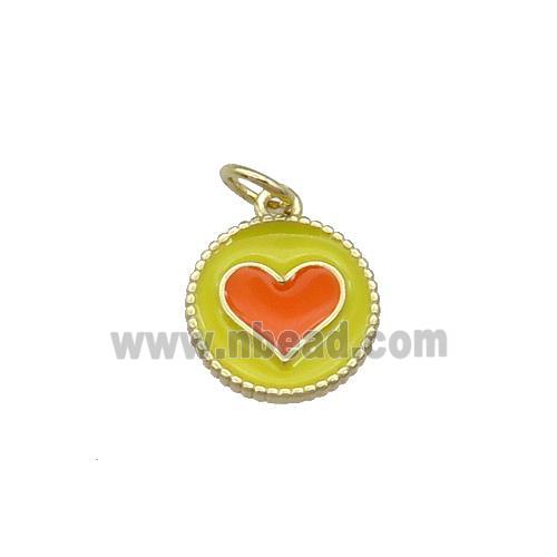 Copper Circle Hart Pendant Yellow Enamel Gold Plated