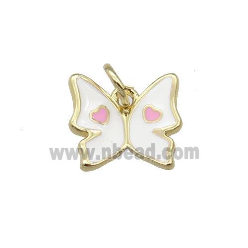 Copper Butterfly Pendant White Enamel Gold Plated