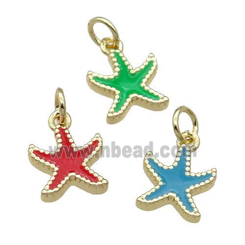 Mix Copper Starfish Pendant Enamel Gold Plated