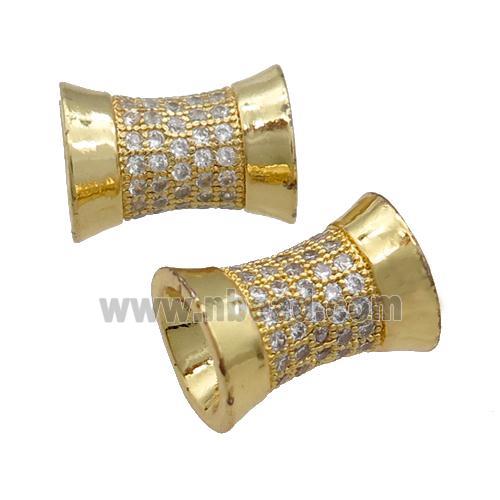 Copper Bamboo Beads Pave Zircon Gold Plated