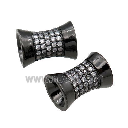 Copper Bamboo Beads Pave Zircon Black Plated