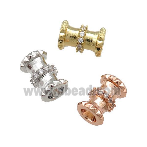 Copper Tube Beads Pave Zircon Large Hole Mixed