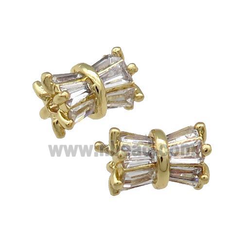 Copper Tube Beads Pave Zircon Gold Plated