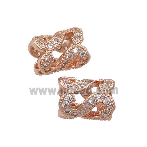 Copper Tube Beads Pave Zircon Large Hole Rose Gold