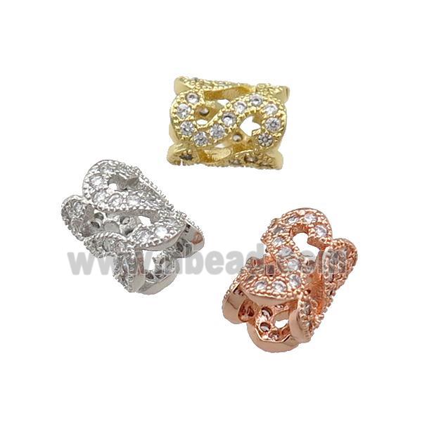 Copper Tube Beads Pave Zircon Large Hole Mixed