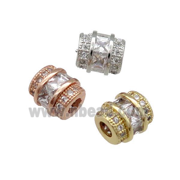 Copper Tube Beads Pave Zircon Large Hole Mixed