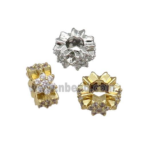 Copper Rondelle Spacer Beads Pave Zircon Large Hole Mixed