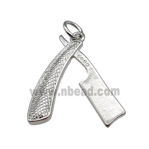 Copper Razor Charm Pendant Platinum Plated