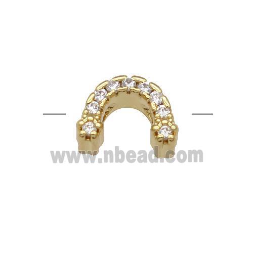 Copper U-Beads Pave Zircon Gold Plated