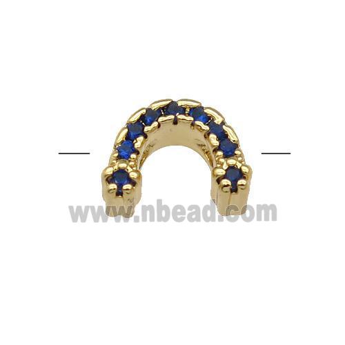 Copper U-Beads Pave Darkblue Zircon Gold Plated