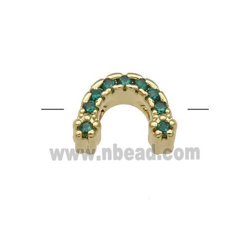 Copper U-Beads Pave Green Zircon Gold Plated