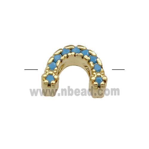 Copper U-Beads Pave Turq Zircon Gold Plated