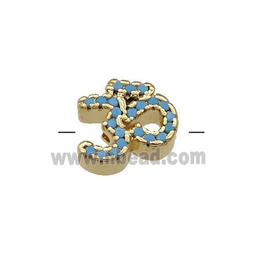 Copper Symbols Hindu Beads Pave Turq Zircon Gold Plated