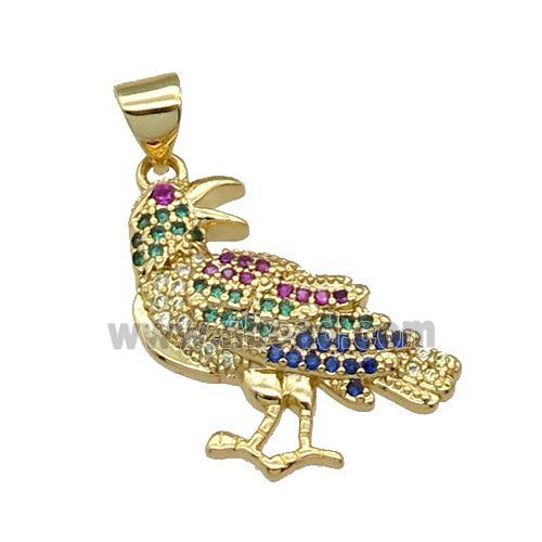 Copper Birds Pendant Pave Zircon Gold Plated