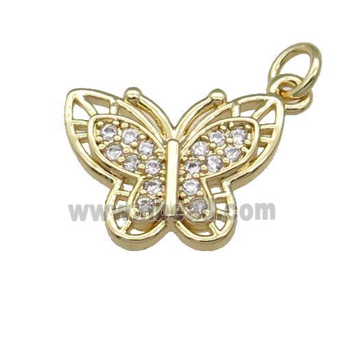 Copper Butterfly Pendant Pave Zircon Gold Plated