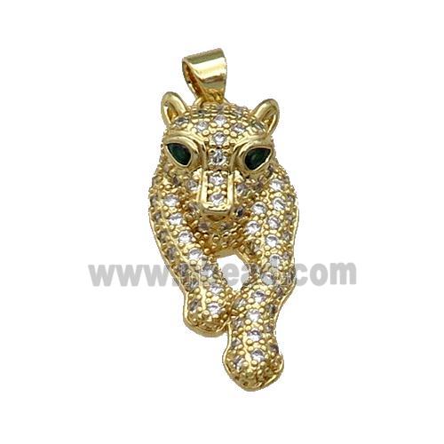 Copper Leopard Pendant Pave Zircon Gold Plated