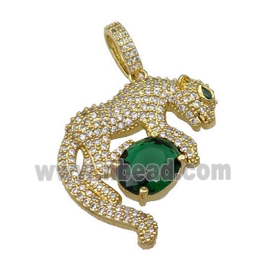 Copper Leopard Pendant Pave Zircon Gold Plated