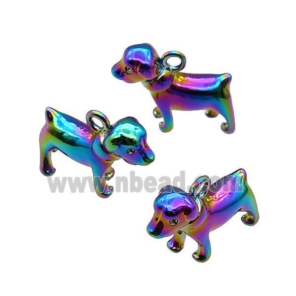 Copper Dog Charm Pendant Rainbow Electroplated