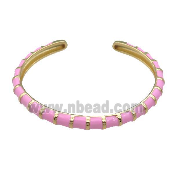 Copper Bangle Pink Enamel Gold Plated