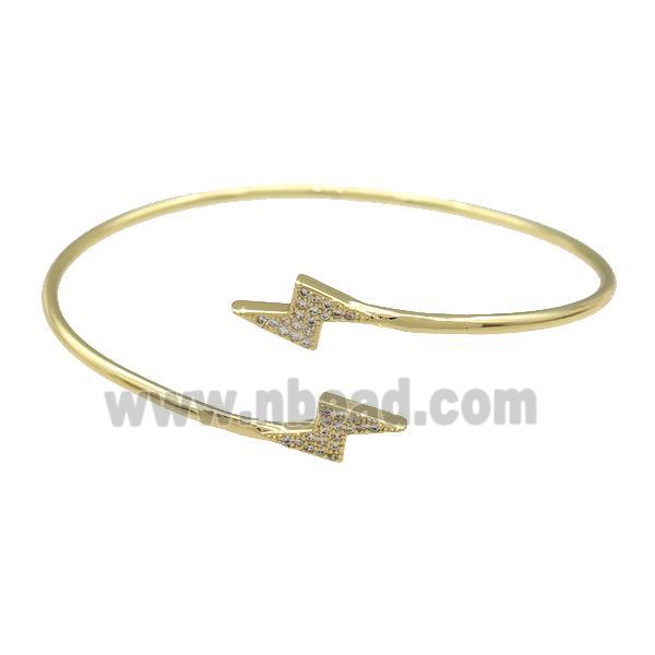 Copper Bangle Pave Zircon Lightning Gold Plated