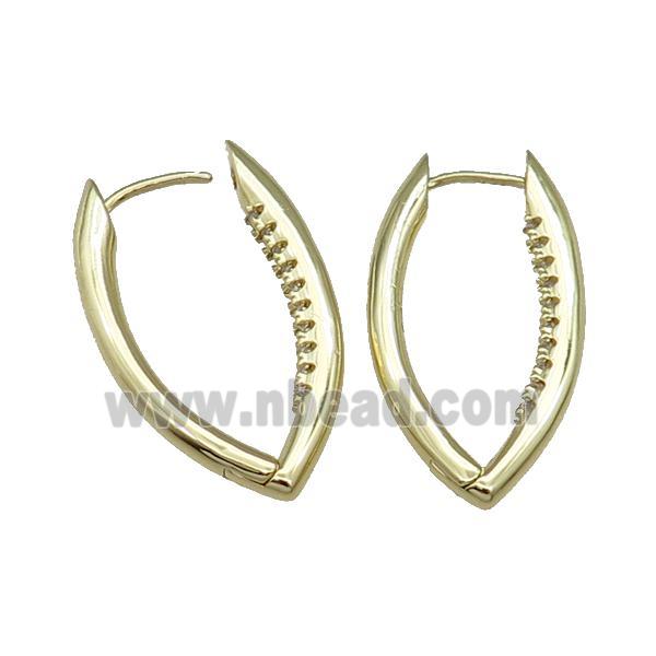 Copper Latchback Earring Pave Zircon Gold Plated