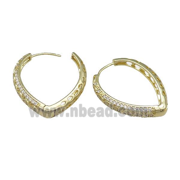 Copper Latchback Earring Pave Zircon Gold Plated