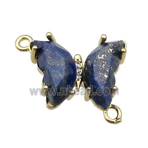 Blue Lapis Butterfly Connector Gold Plated