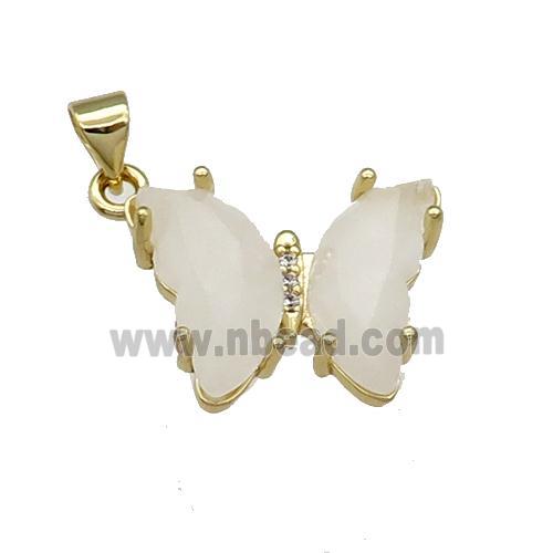 Clear Quartz Butterfly Pendant Gold Plated